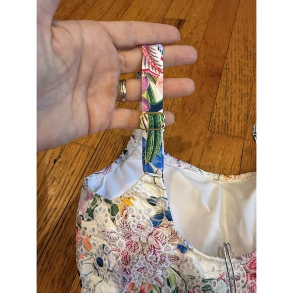 NWT Johnny Was Neon Jungle Eyelet One Piece Swimsuit Size Small $228 - Picture 8 of 11